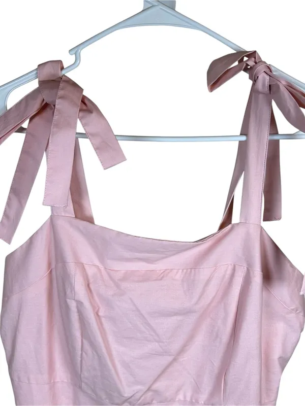 Joie Bridgerton Cottagecore Pink Floral Midi Dress Tie Shoulder Tea Party XL NWT - Image 7