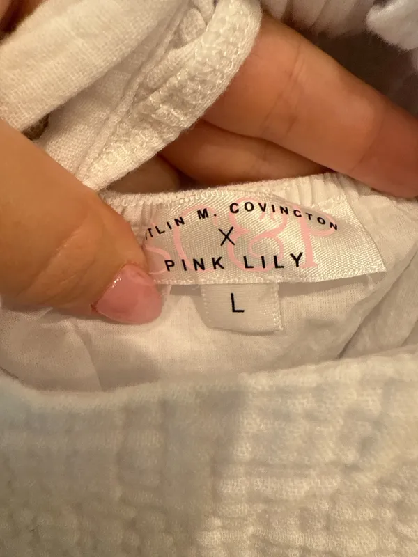 Caitlin Covington x Pink Lily White Textured Midi Dress Size L - Image 4