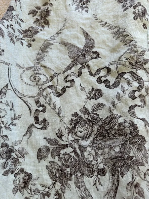 Etcetera Size 2 Blue Brown Toile Bird Floral 100% Linen Straight y2k Pants - Image 8
