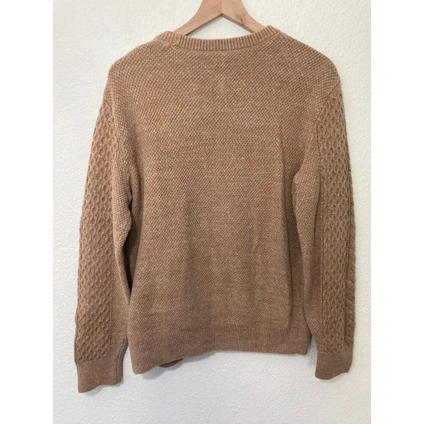 Gap Cottage Cozy Fall Indie Gritty Boho Cable Knit Oversize Brown Sweater Medium - Image 11