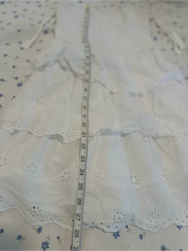 Sincerely Jules white sundress Sz:L smocked bodice tiered eyelet ruffled Dress. - Image 6