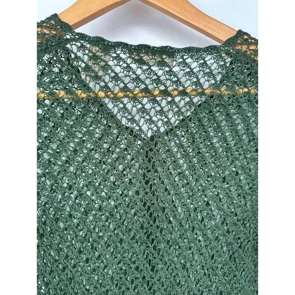 Vintage Apostrophe Y2K Mesh Knit‎ Cardigan Sweater S Green Forest Fairy Grunge - Image 5