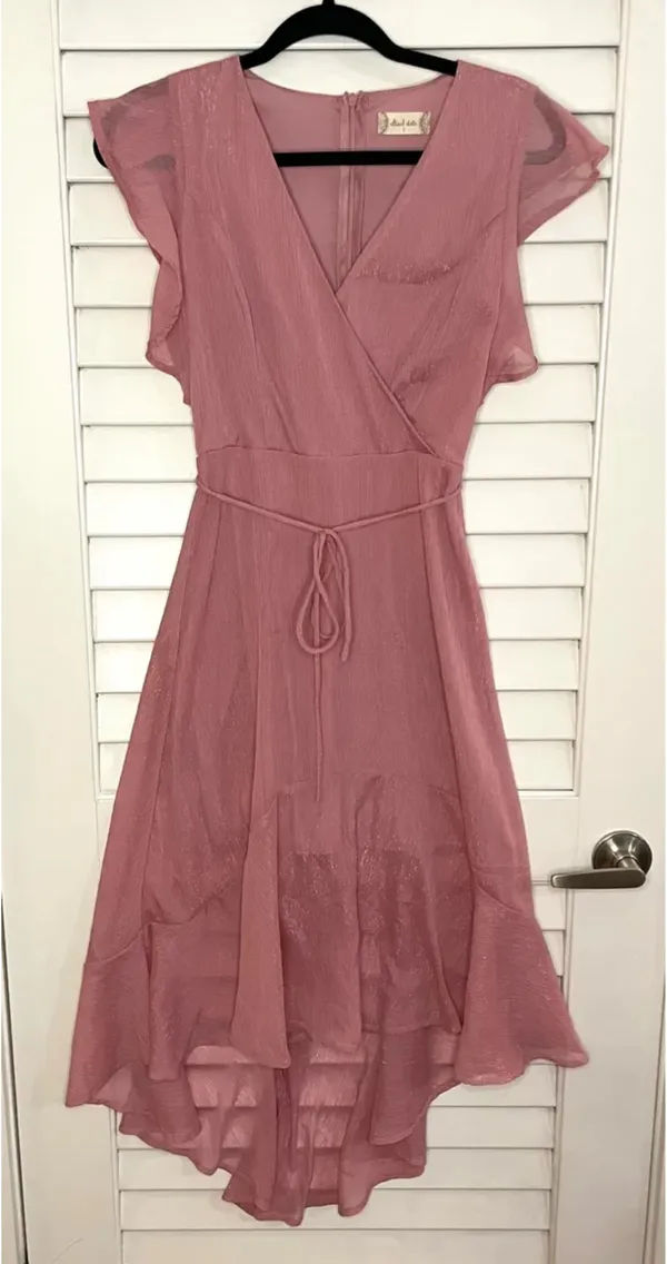 Altar'd State Sparkly Rose High-Low Midi Dress - Image 2
