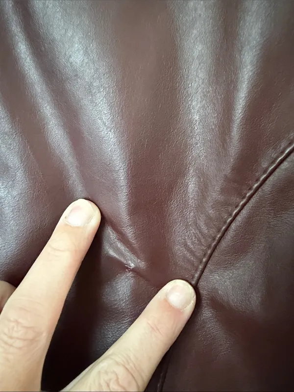 Vintage women’s Etienne Aigner Red Burgundy Leather Jacket, size 16 ©️ - Image 6