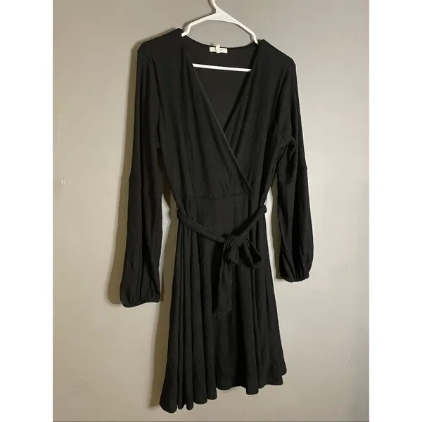 Maurices Black Ribbed Long Sleeve Mini Dress Size Large - Image 3