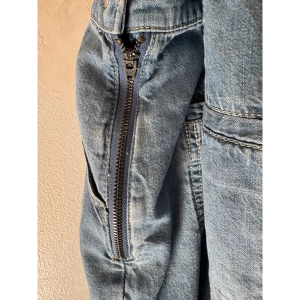 Pilcro Anthropologie Wide Leg Denim Jumpsuit Size 24P Blue - Image 8