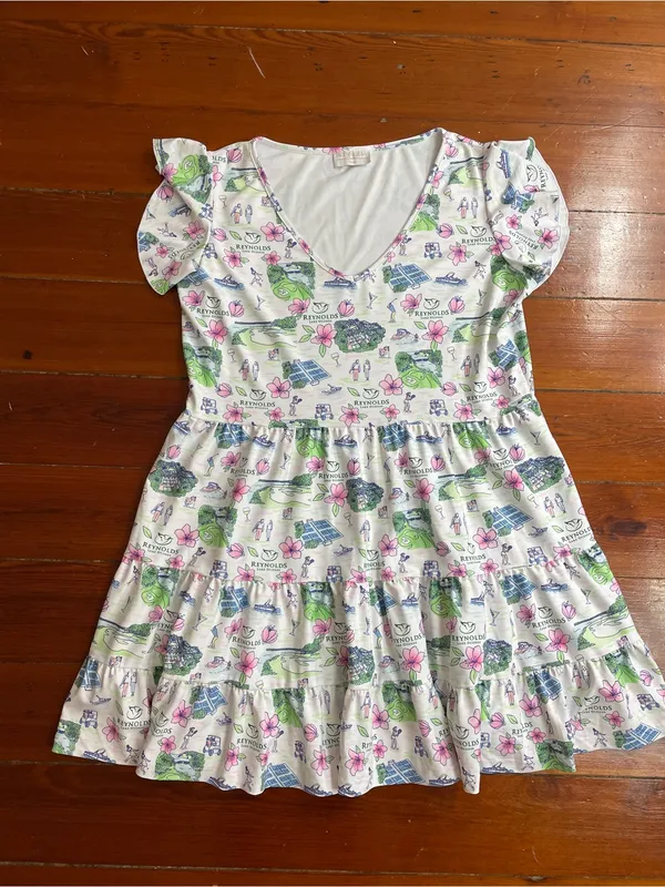 Smith & Quinn Delaney Reynolds Lake Oconee Resort Wear Tiered Mini Dress Sz L 🧡🎀 - Image 7