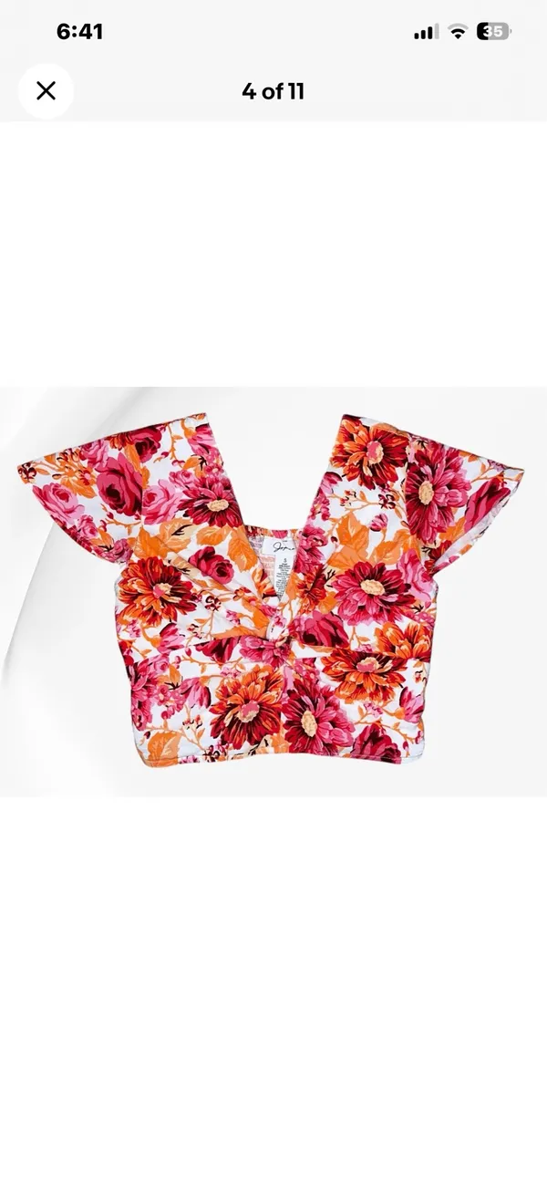 Japna Floral 2 Piece Crop Top Midi Skirt Set Women SM Boho Tropical Feminine Fun - Image 4