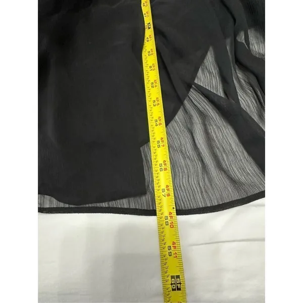 Max and Cleo Black Satin Chiffon Gown size 4 Small hole on the bottom of the dre - Image 13