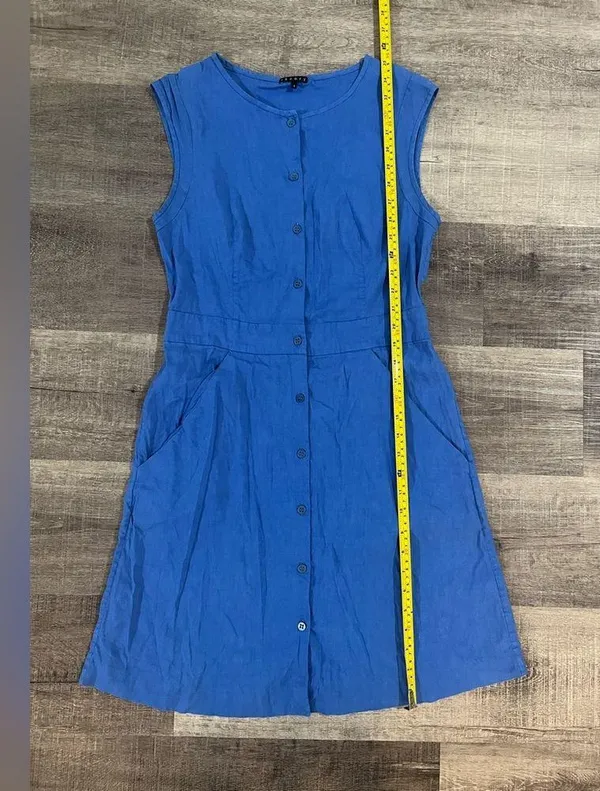 THEORY Jalia crunch fabric shirt dress in Primary Blue - Image 7