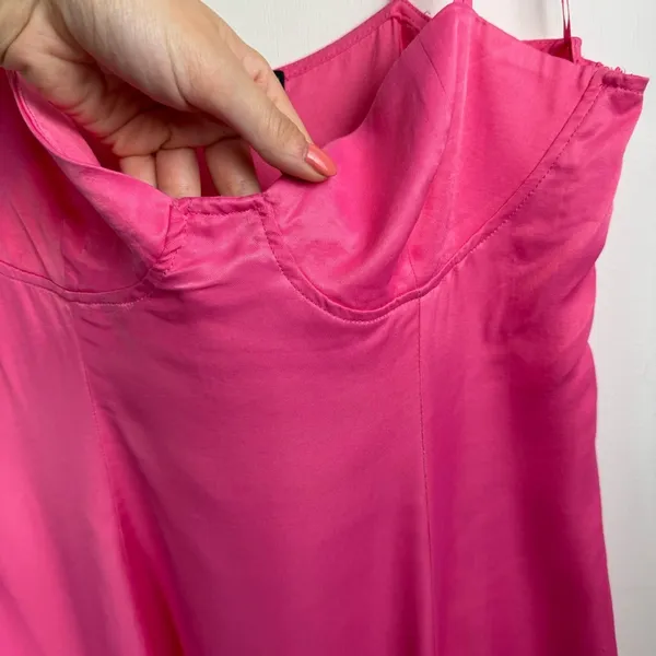 NEW ZARA Pink Satin Corsetry Mini Babydoll Dress Sz Large Chain Strap - Image 8