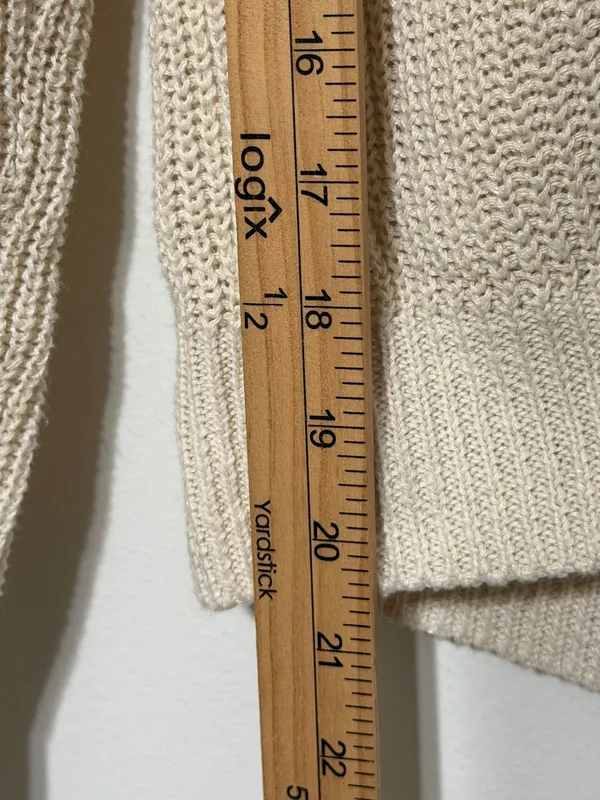 Faherty Miramar Linen Cardigan Sweater Size Medium Button Cream Natural - Image 9