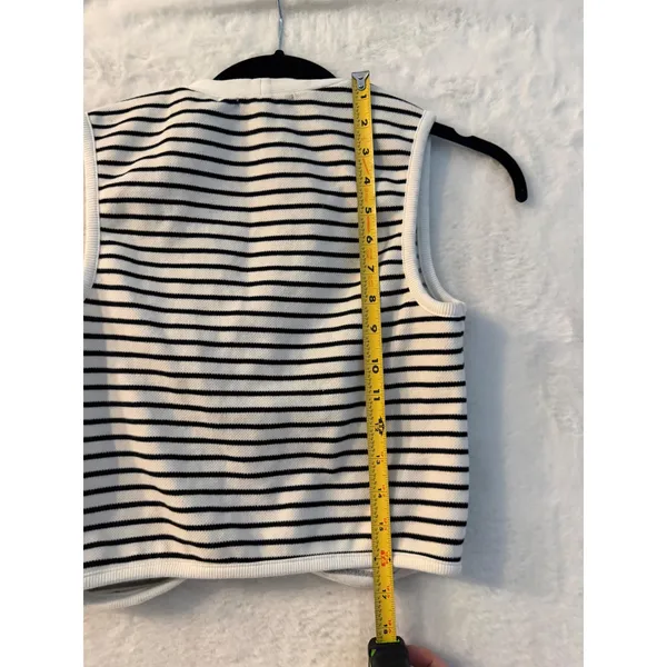 Atelier by Kirious Striped Knit Sweater Vest Black‎ White Button Front Small - Image 5