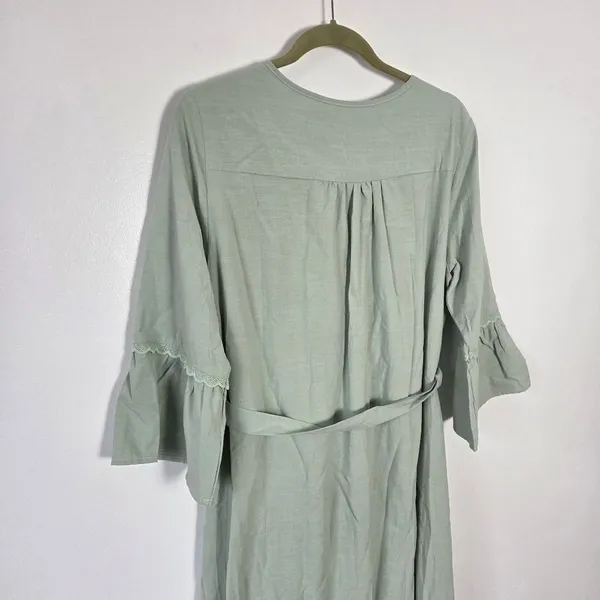 NEW Merokeety Peasant Maxi Dress Sage Pistachio Green Boho Cottagecore Modest L - Image 8