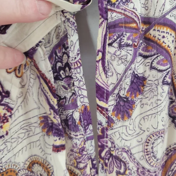 Band of the Free Paisley Maxi Dress Womens Size S‎ Cream Purple Boho Beachy NWT - Image 6