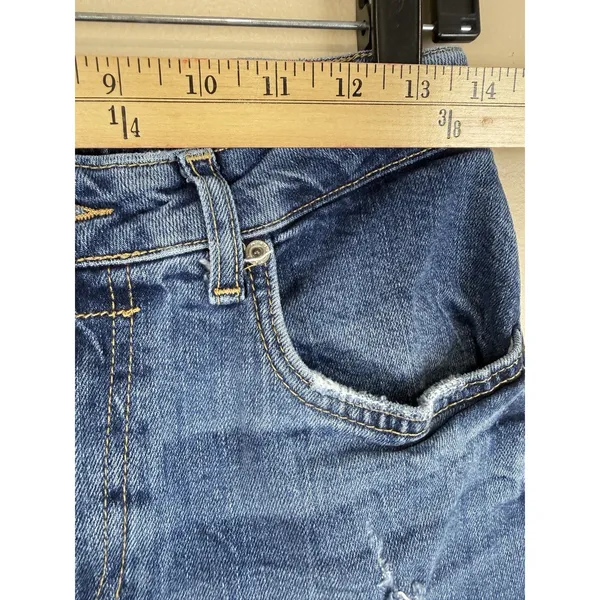 Zara Women’s Skinny Stretch Blue Jeans Size 30 Patch “Regret Nothing” - Image 8