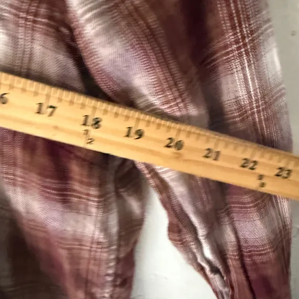 Ariat Real Western Burgundy White Plaid Relaxed Fit Cotton‎ Long Sleeve Shirt S - Image 6