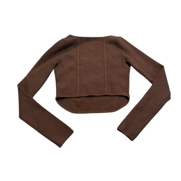 PROMISE cropped brown square neck sweater - Image 5