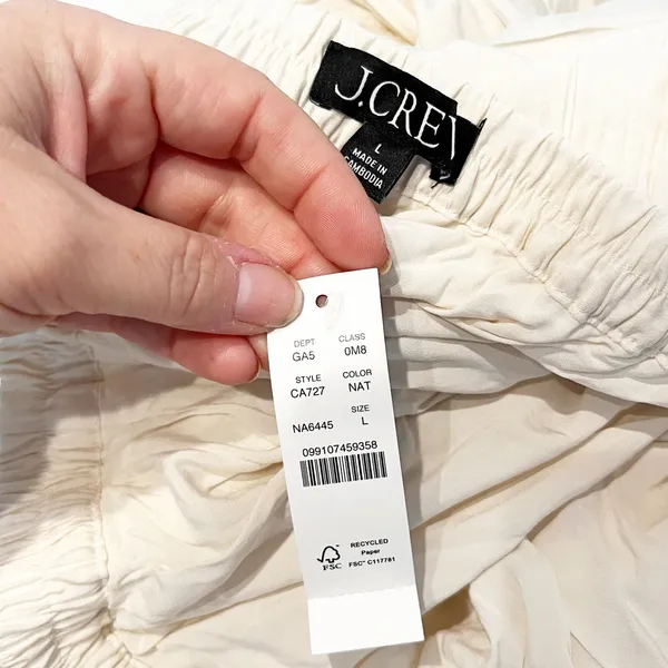 J. Crew Featherweight Crinkle Drawstring Maxi Skirt Cream Ivory Large - Image 3