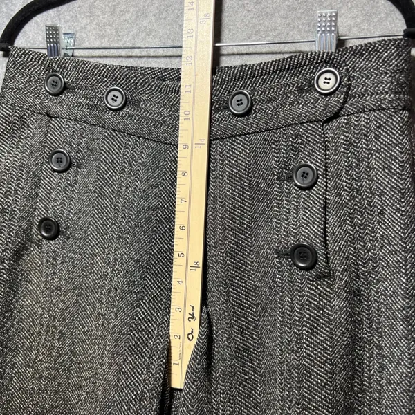 Max Studio Herringbone Sailor Wide Leg Pants Black White Button Front Size‎ 4 - Image 5