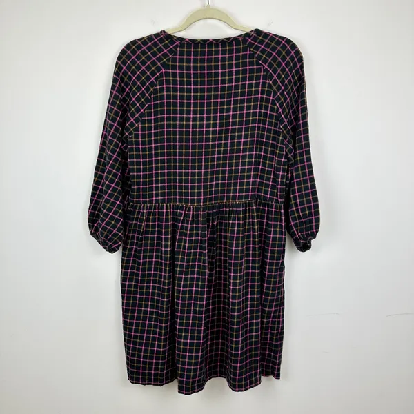 Madewell Plaid Flannel Shirt Dress Raglan Button Front Casual Oversized US 0 NWT - Image 13