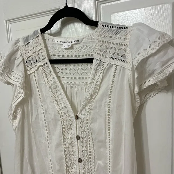 Veronica Beard Lorraine Eyelet Cotton Mini‎ Dress M - Image 4