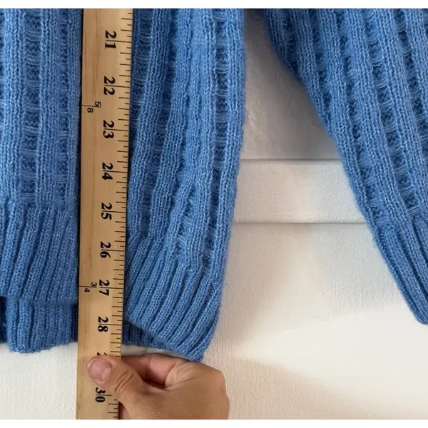 SO Women’s Blue Open Knit Crew Neck Sweater Size L NWT - Image 7