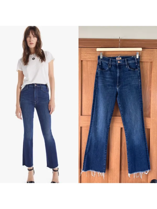 MOTHER The Hustler Ankle Fray Kick Flare Jeans in Home Movies Wash Women’s 27 - Image 2