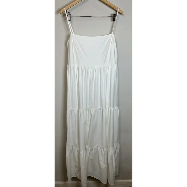 Reformation Parvati Dress Womens Large White Tiered Organic Cotton Maxi Summer - Image 2