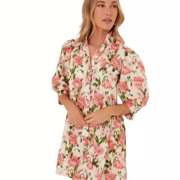 Tuckernuck Lindsay Blush Ikat Blooms Mini Dress - Image 2