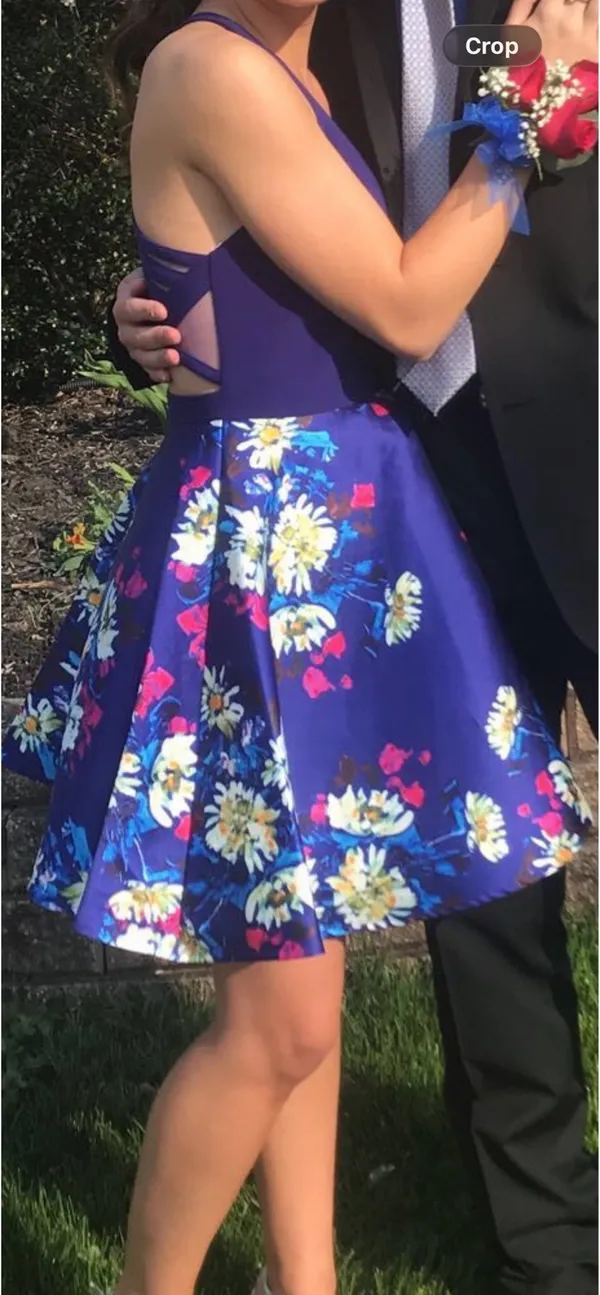 Ellie Wilde by Mon Cheri ROYAL BLUE/MULTI Homecoming Prom Dress - Image 4