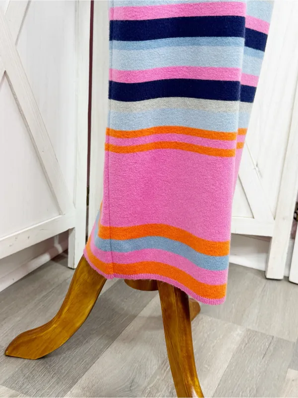 Vici Striped Knit Strapless Sheath Bodycon Midi Dress Pink Blue Size Medium - Image 6