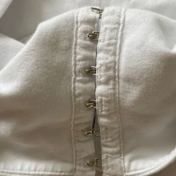 Abercrombie & Fitch White Crop Top Hook & Eye Front Soft A&F Collection Fitted T - Image 8