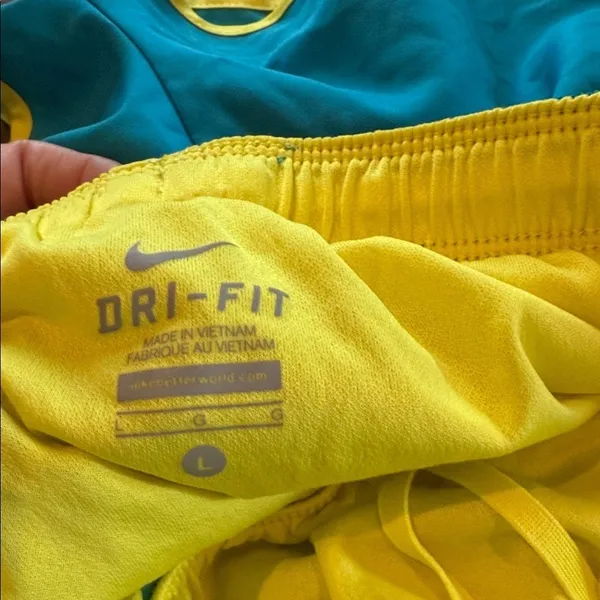 Nike Women's Athletic Shorts in Teal and‎ Yellow Dri-Fit - Image 6