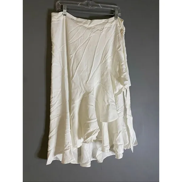 Maria Yasar White Pull On Wrap Skirt Size XL - Image 6
