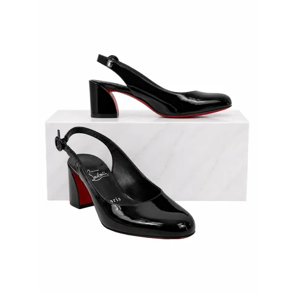 Christian Louboutin So Jane 55 Patent Slingback Pump Black Size 36.5 - Image 3