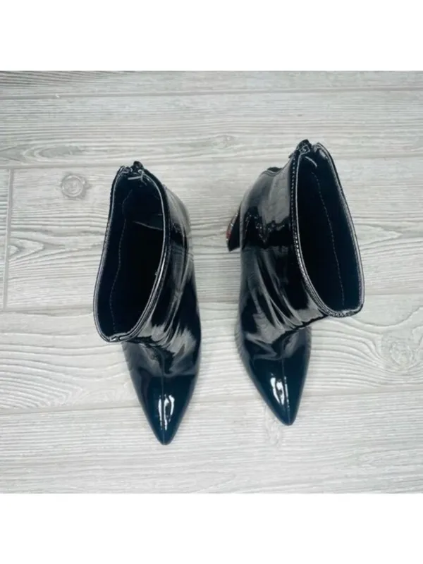 Dolls kill lady Godiva fire flame platform heels rhinestone patent leather boots - Image 5