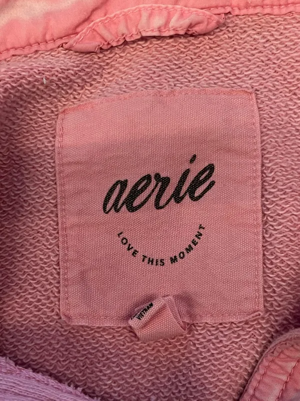 Aerie Shirt Womens XS Pink Terry Button Up Collared Long Sleeve Pocket Top - Image 8