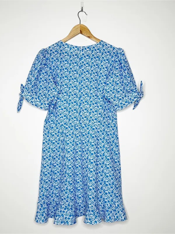Tuckernuck Hyacinth House Blue Ditsy Floral Puff Sleeve Mini Dress Large - Image 4