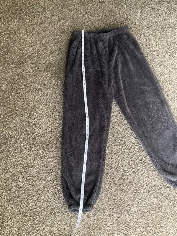 Women’s XL Dark Gray Plush Fleece Lounge Jogger Pants Soft Cozy Relaxed Fit - Image 3