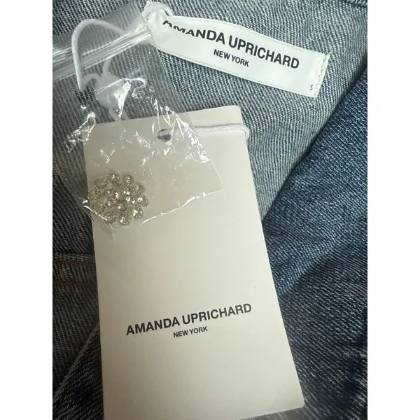NWT Amanda‎ Uprichard Greyson Denim Vest Rhinestone Button Sleeveless Small $180 - Image 6