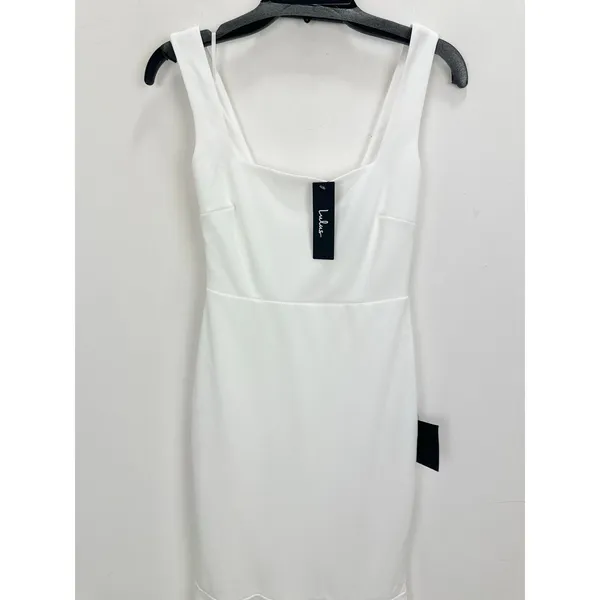 Lulus Moment Maker White Square Neck Trumpet Midi Dress Cocktail XS NWT - Image 7