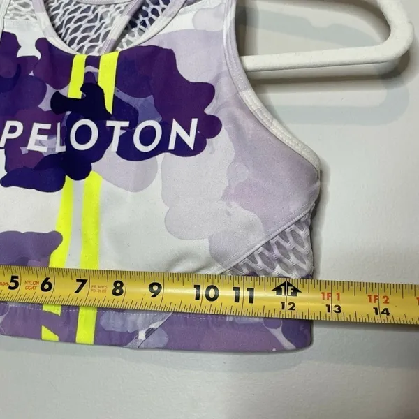 Peloton WITH Wear It To Heart Purple Camo High Neck Sports Bra Size Small - Image 4