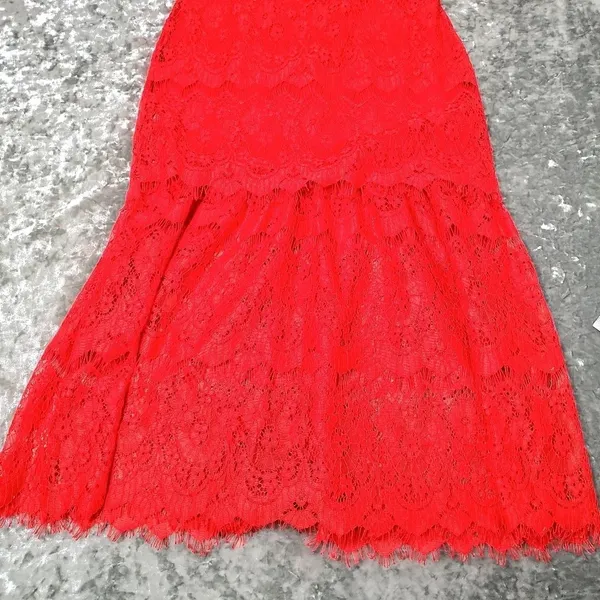 Lulu's Manning Red Lace Tiered‎ Midi Dress - Image 7