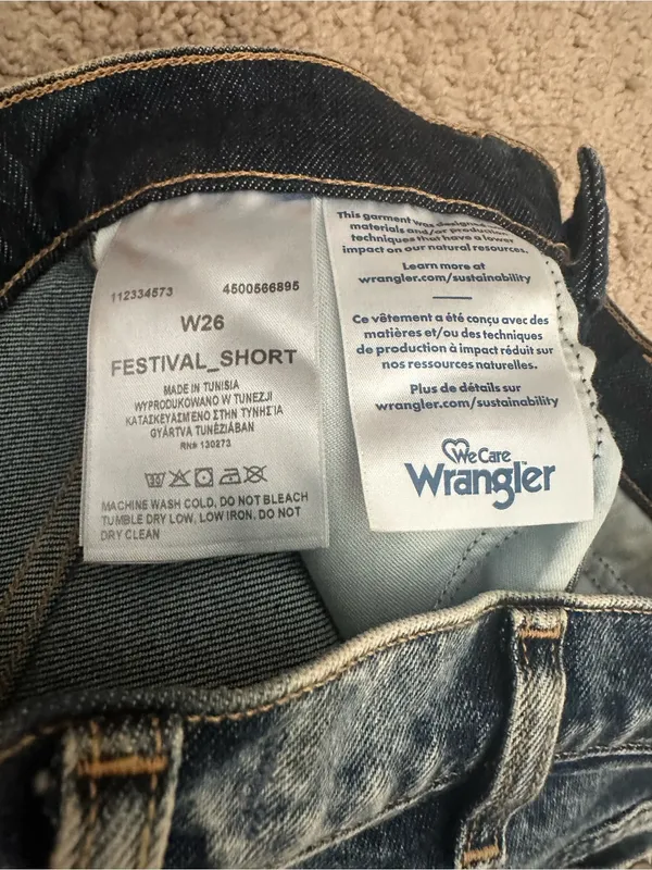 Wrangler Dark Blue High-Waist Cutoff Denim Shorts - Image 3