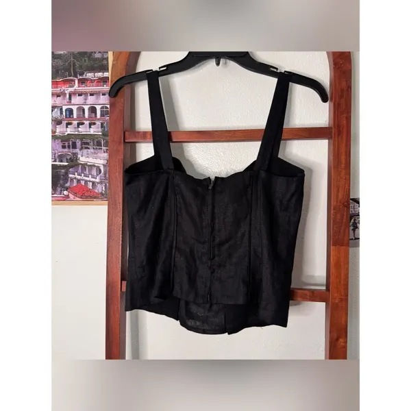 Reformation Gaia Linen Corset Tank Top NEW Black - Image 7
