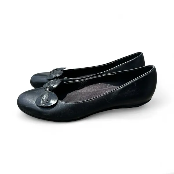 Munro Women’s Size 10 Black Leather Bow Ballet Flats Low Heel Comfort Shoes - Image 5