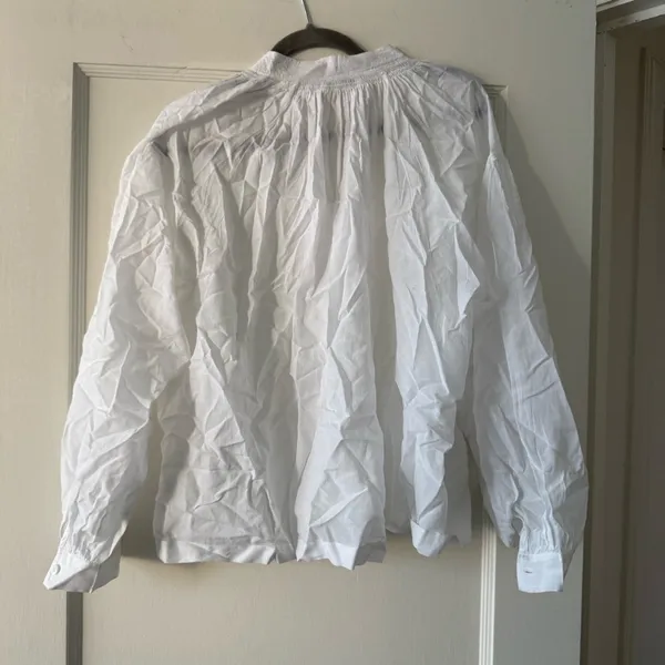 Madewell Shirred Long-Sleeve Top in Eyelet White Size Medium NWT - Image 10