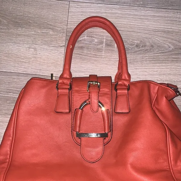 Charming Charlie Orange Handbag Satchel Zip Buckle - Image 2