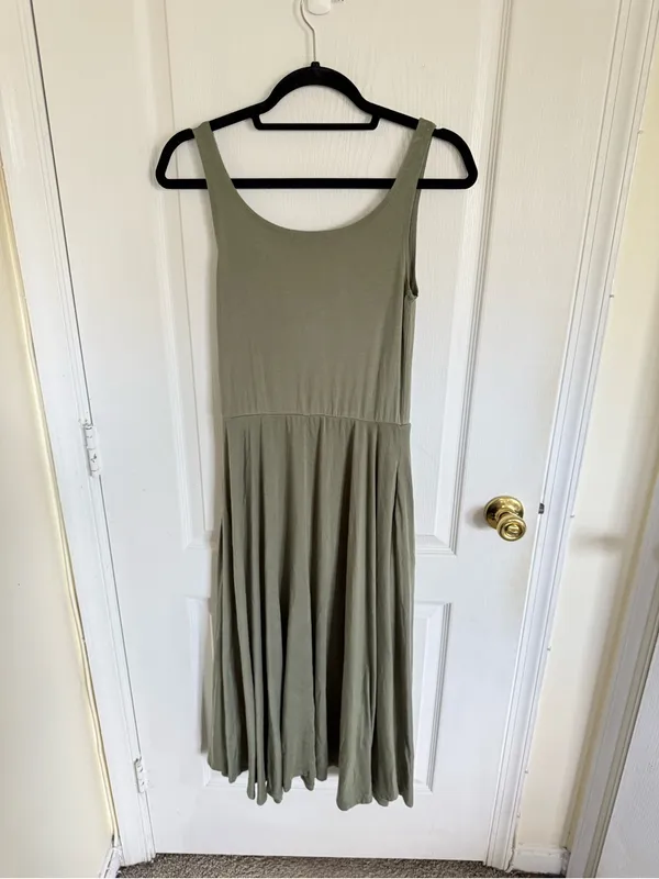 Quince Tencel Jersey Fit & Flare Dress in Sage Green - Image 6